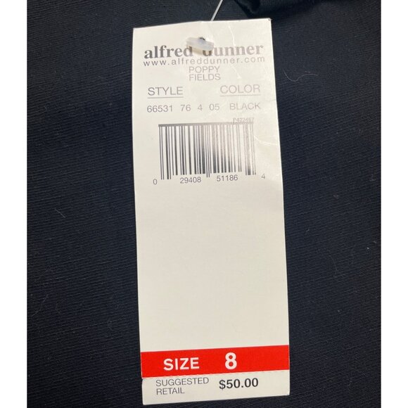 Alfred Dunner Women's Black Embroidered Floral Blouse Short Sleeve Size 8 - New - Picture 8 of 10